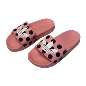 ADIDAS Adilette Lite Slides Trefoil Logo Polka Dot Pink FU9149 Size 6 38 MINT